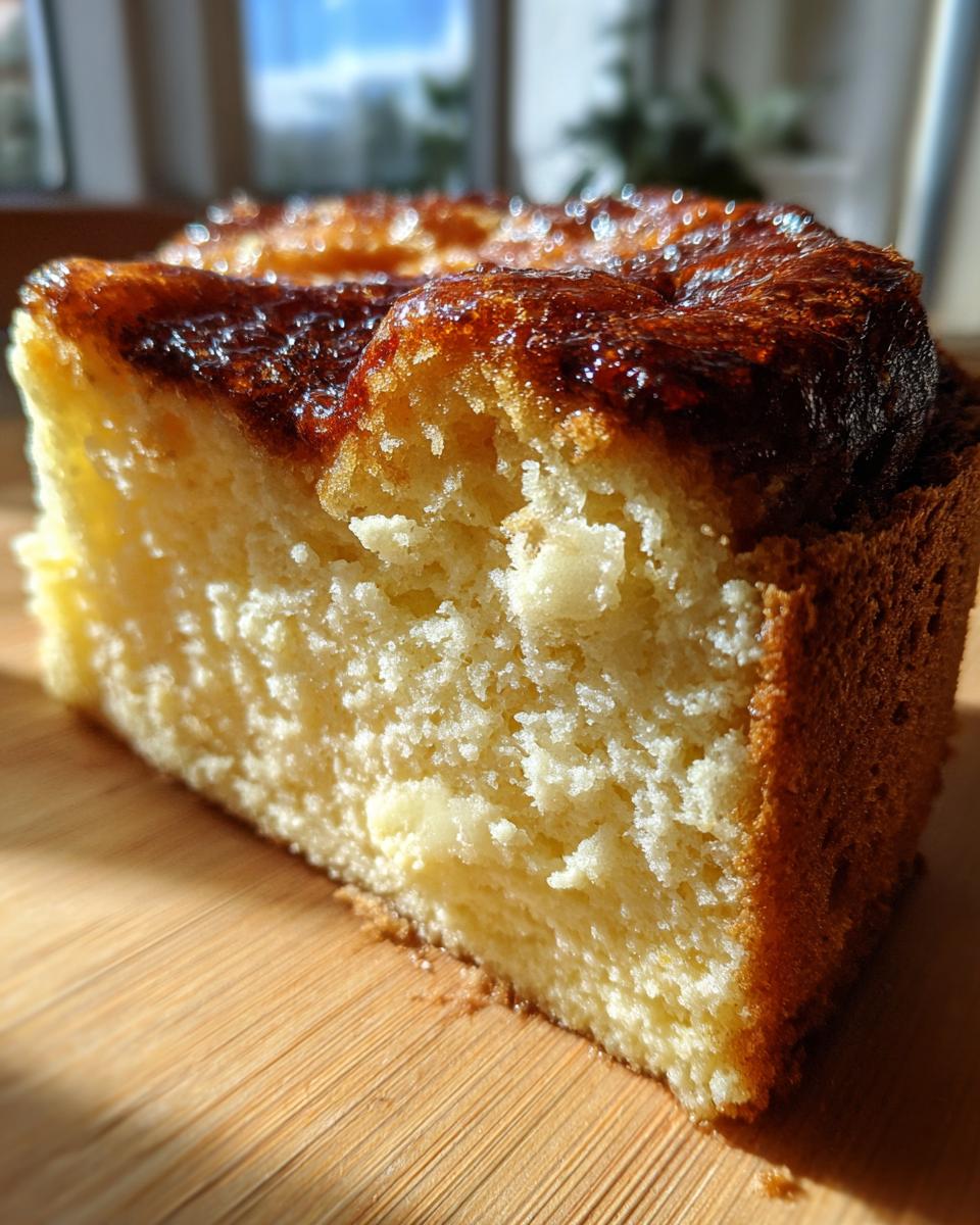 A close-up slice showing the fluffy interior and caramelized topping of a bee sting cake layer.