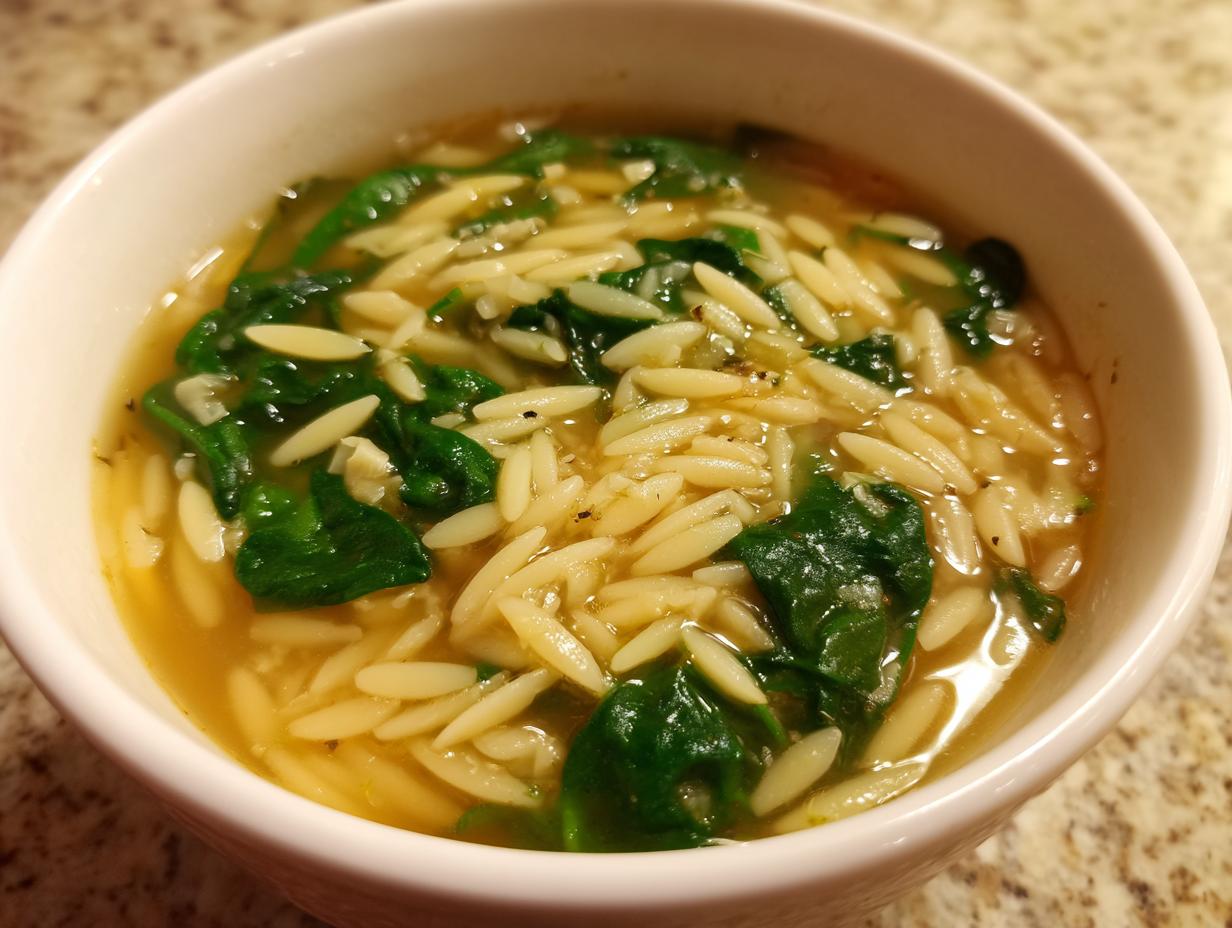 italian orzo spinach soup - Featured