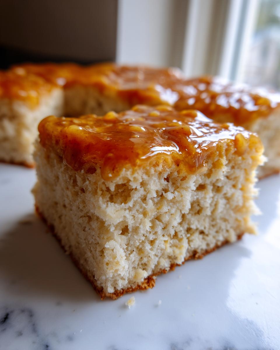 A close-up slice of soft maple donut bars topped with a thick, glossy maple glaze.