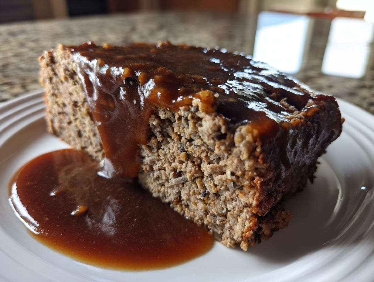 meatloaf with mushroom gravy - Featured